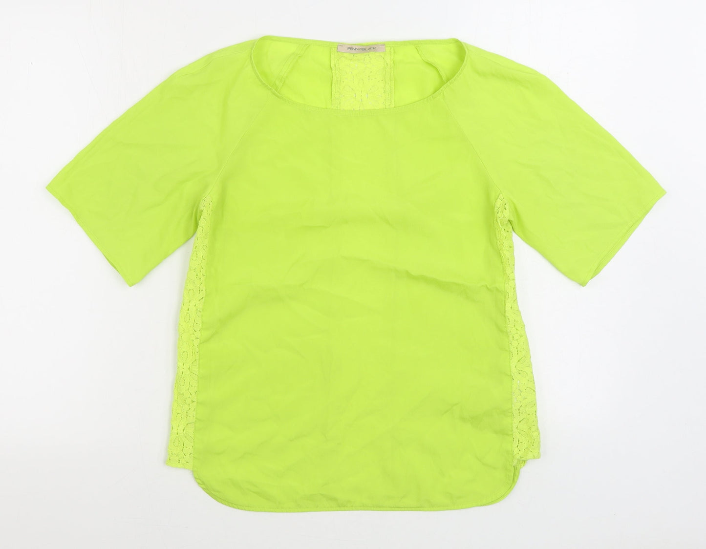 Penny Black Womens Green Polyester Basic Blouse Size 10 Boat Neck