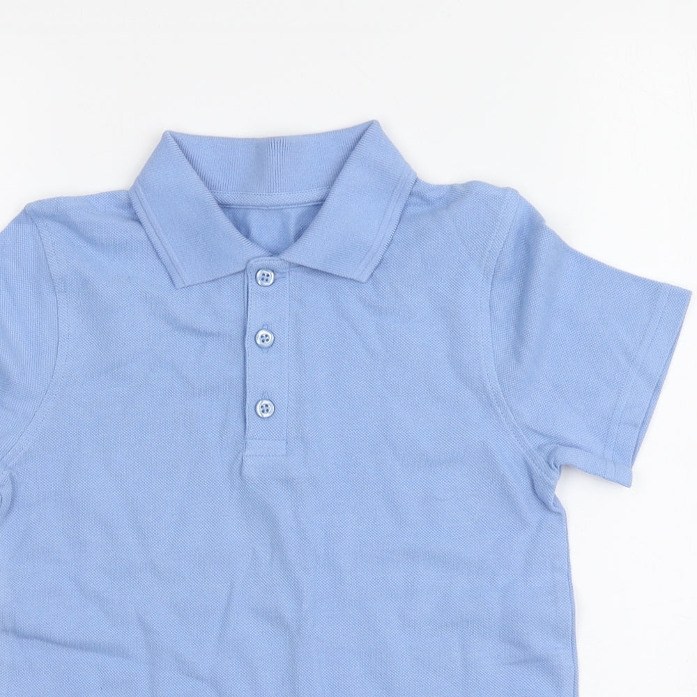 Dunnes Stores Boys Blue Cotton Basic Polo Size 5-6 Years Collared Button