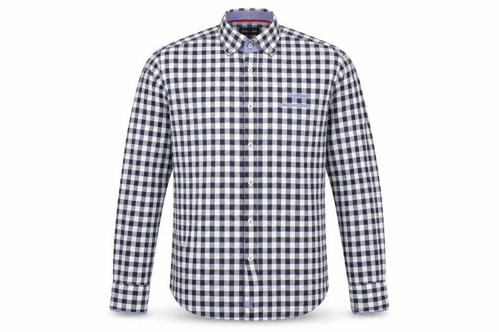 Blue Industry Mens Blue Check Cotton Button-Up Size XL Collared Button