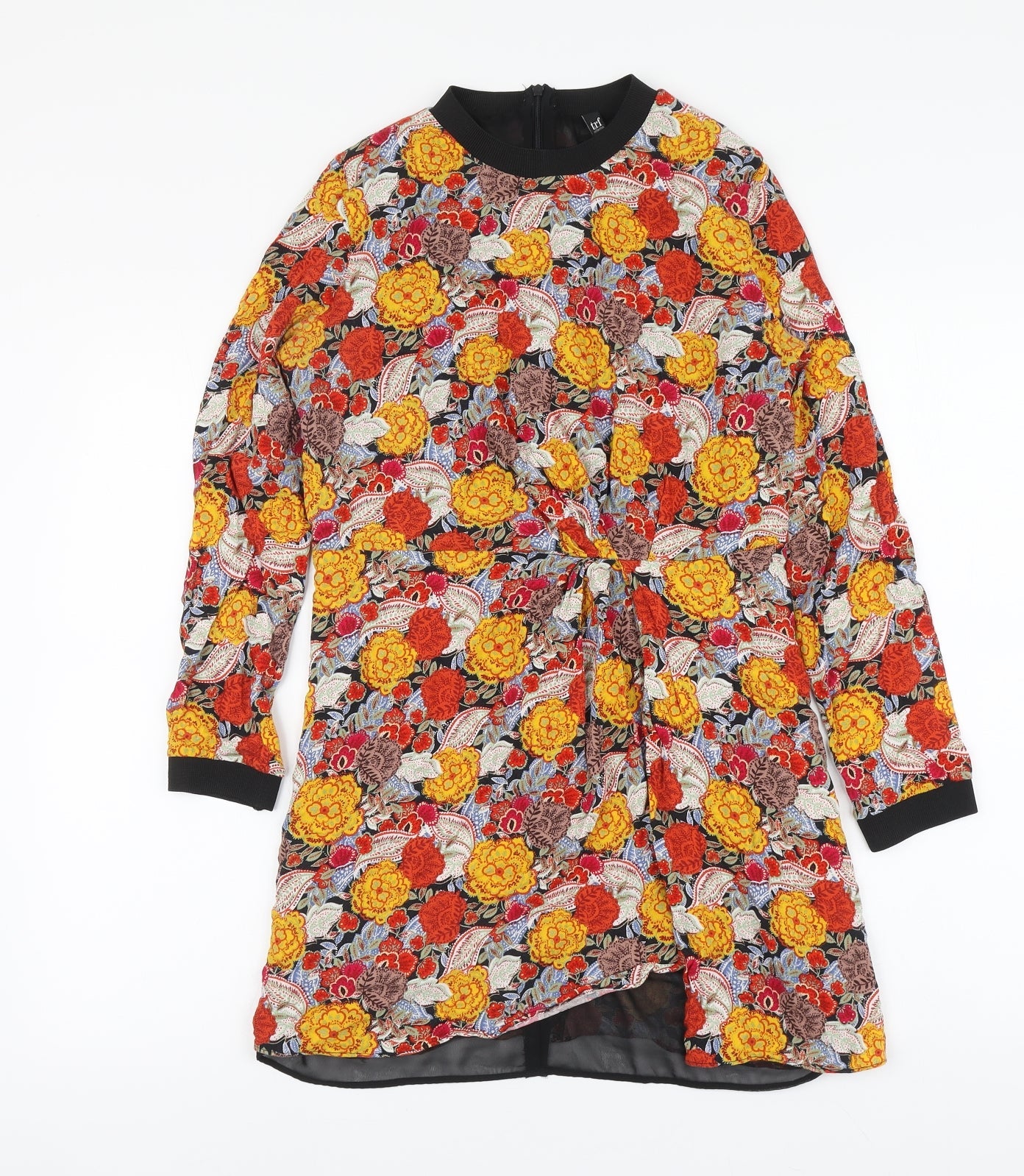TRF Collection Womens Multicoloured Geometric Polyester A-Line Size M Round Neck Zip
