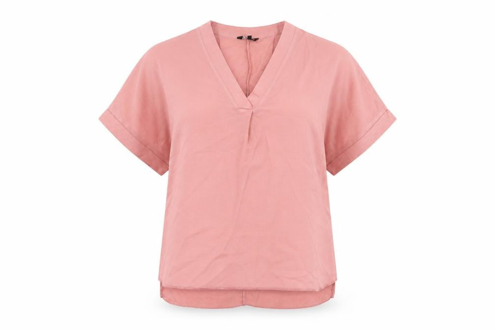Peacocks Womens Pink Polyester Basic Blouse Size 10 V-Neck