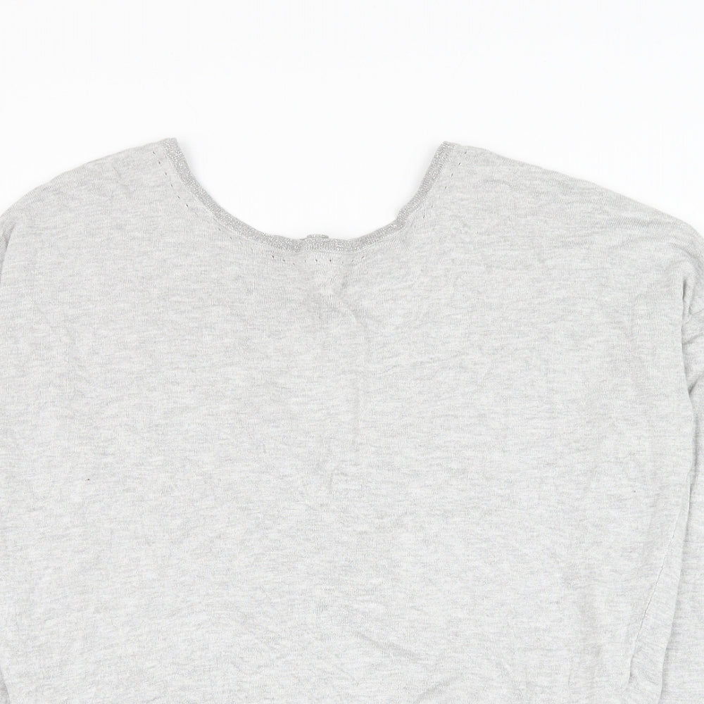 Debenhams Womens Grey Round Neck Viscose Wrap Jumper Size 10 - Key Hole Back