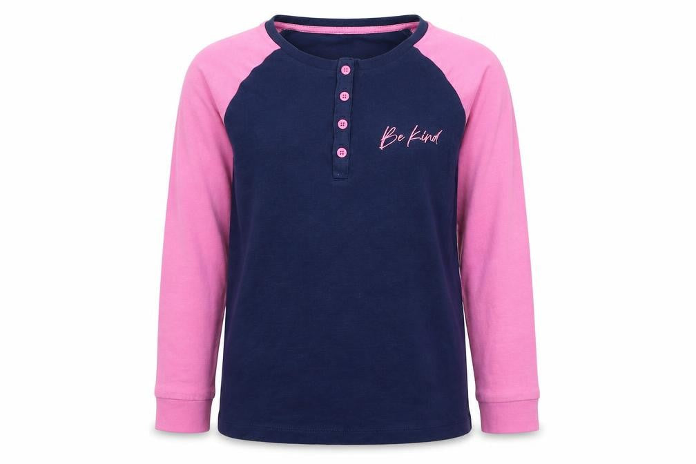 Marks and Spencer Girls Blue Polyester Basic Casual Size 9-10 Years Henley Button - Be Kind