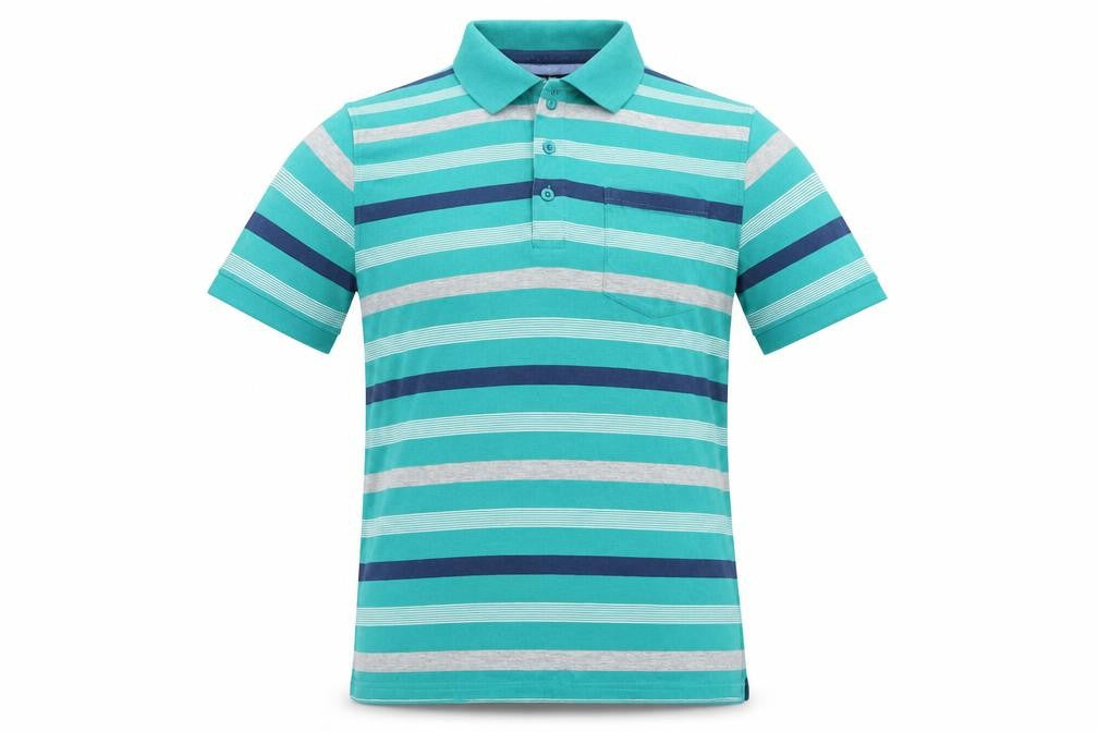 Dunnes Mens Green Striped Cotton Polo Size S Collared Button