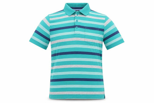 Dunnes Stores Mens Green Striped Cotton Polo Size S Collared Button