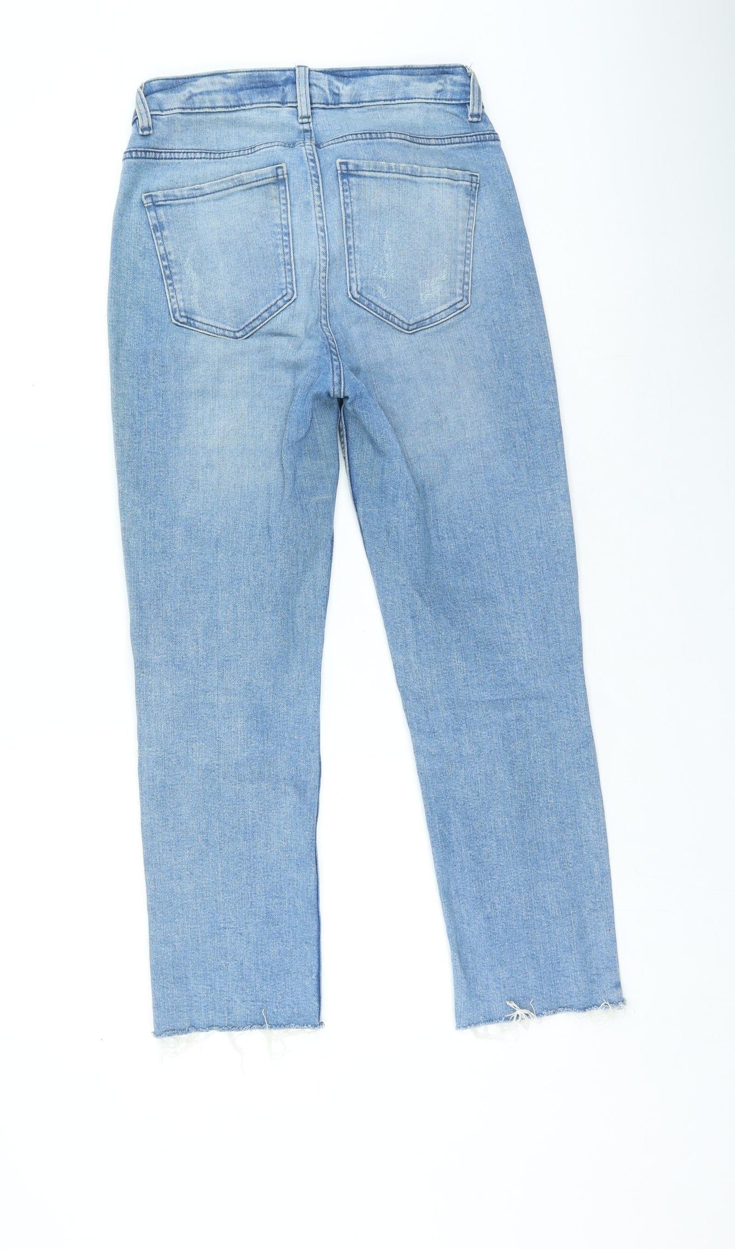 Preworn Womens Blue Cotton Straight Jeans Size 10 L24 in Regular Zip