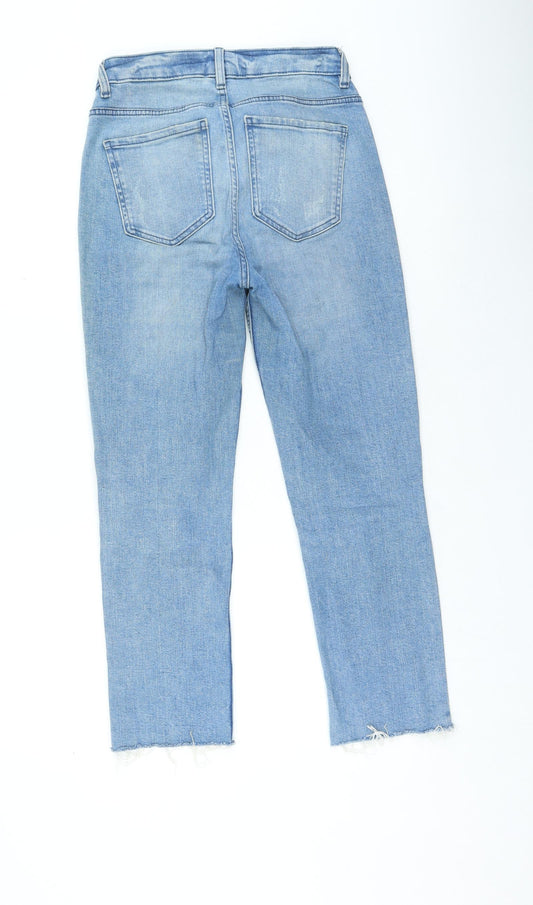 Preworn Womens Blue Cotton Straight Jeans Size 10 L24 in Regular Zip