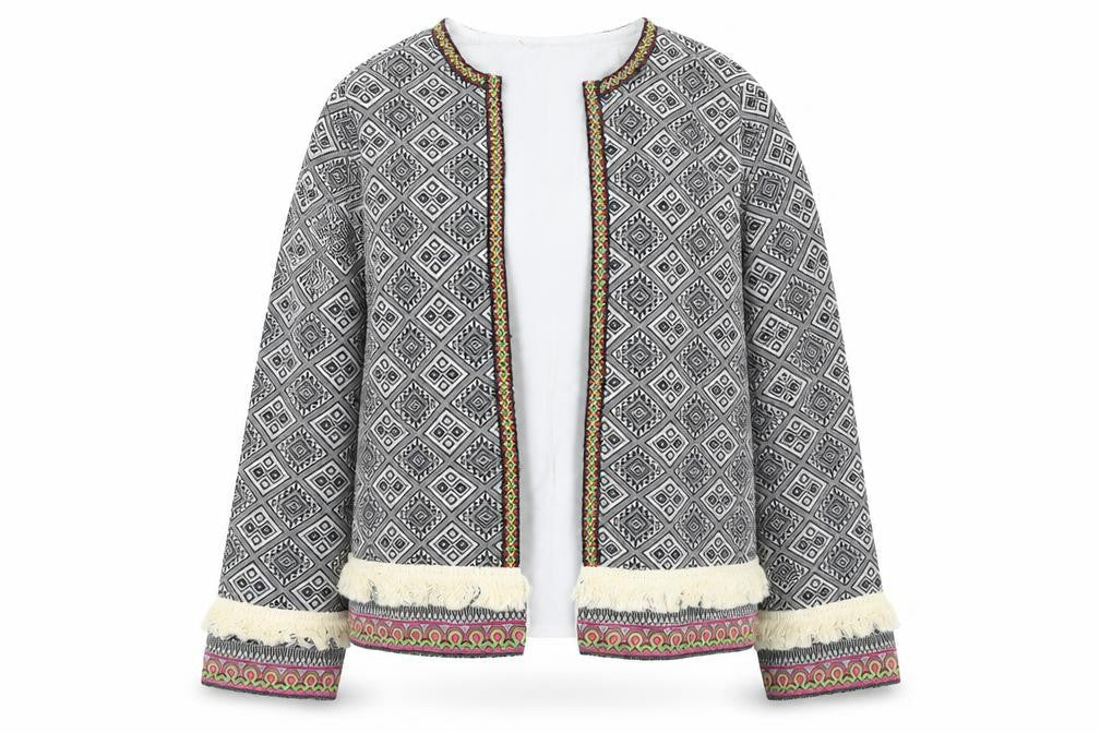 SHEIN Womens Multicoloured Geometric Jacket Size XS