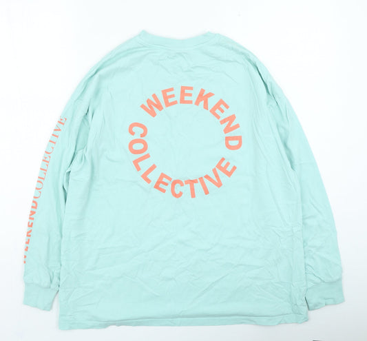 ASOS Womens Green Polyester Basic T-Shirt Size 10 Round Neck - weekend collective