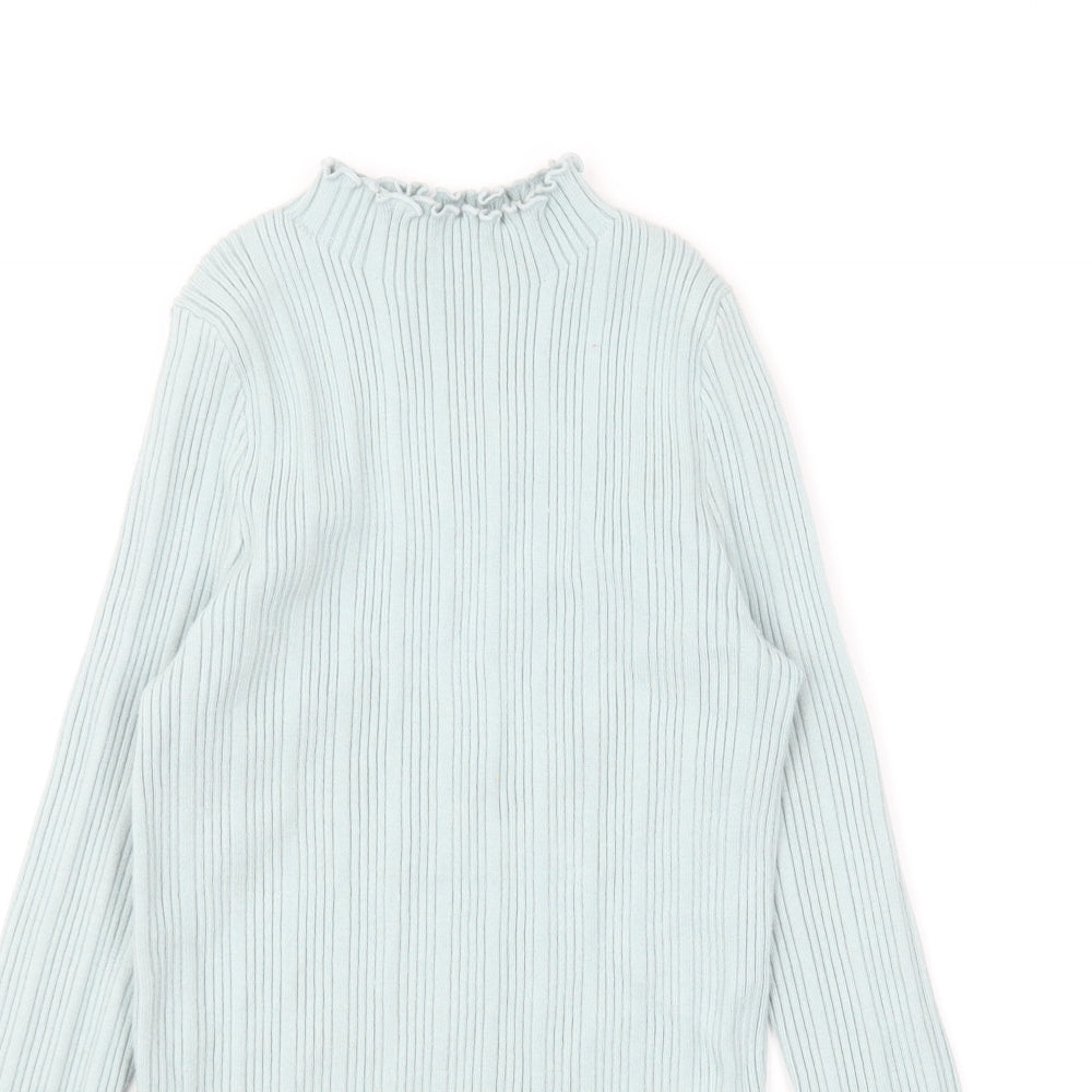 Fashion Union Womens Blue Mock Neck Viscose Pullover Jumper Size 8