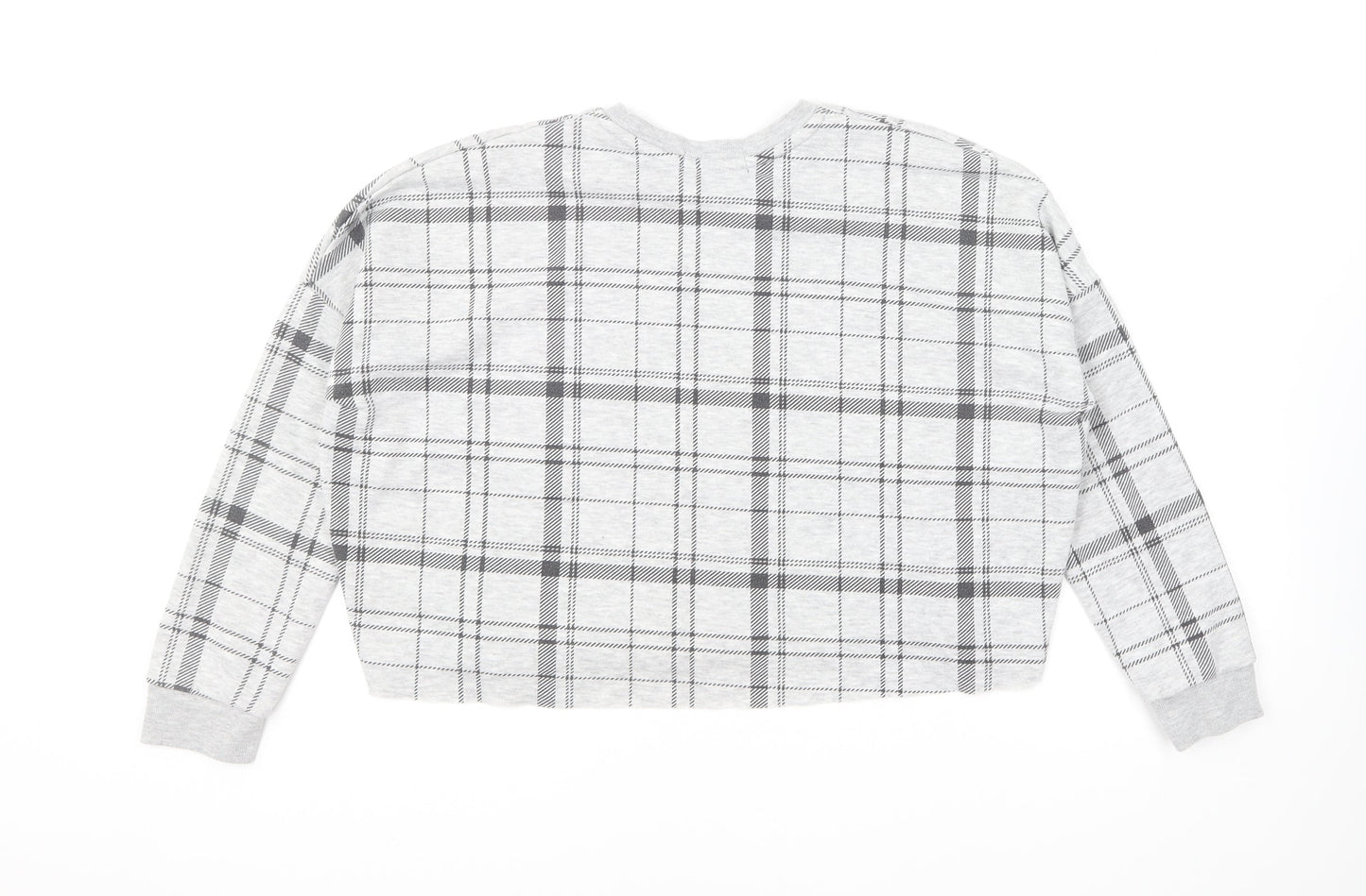 Primark Womens Grey Plaid Polyester Pullover Sweatshirt Size XS Pullover - Cropped