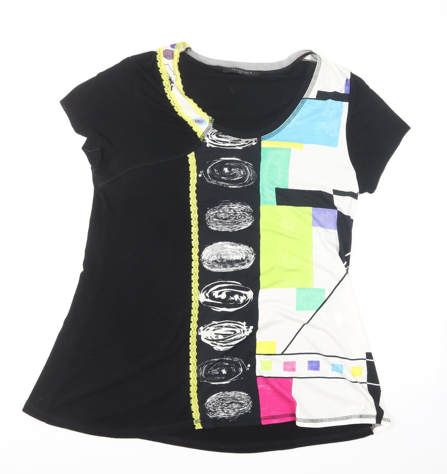 FA Concept Womens Multicoloured Polyester Basic T-Shirt Size 18 Round Neck - Lace Trim