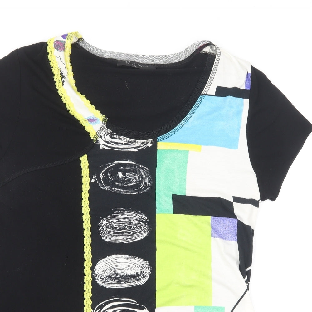 FA Concept Womens Multicoloured Polyester Basic T-Shirt Size 18 Round Neck - Lace Trim