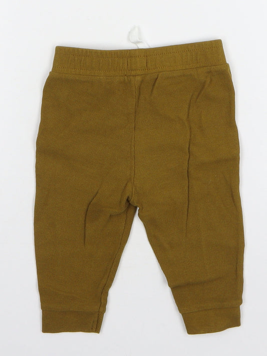 River Island Boys Brown Cotton Sweatpants Trousers Size 6-9 Months Drawstring