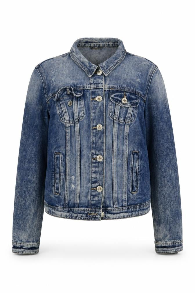 Denim & Co. Womens Blue Jacket Size 8 Button