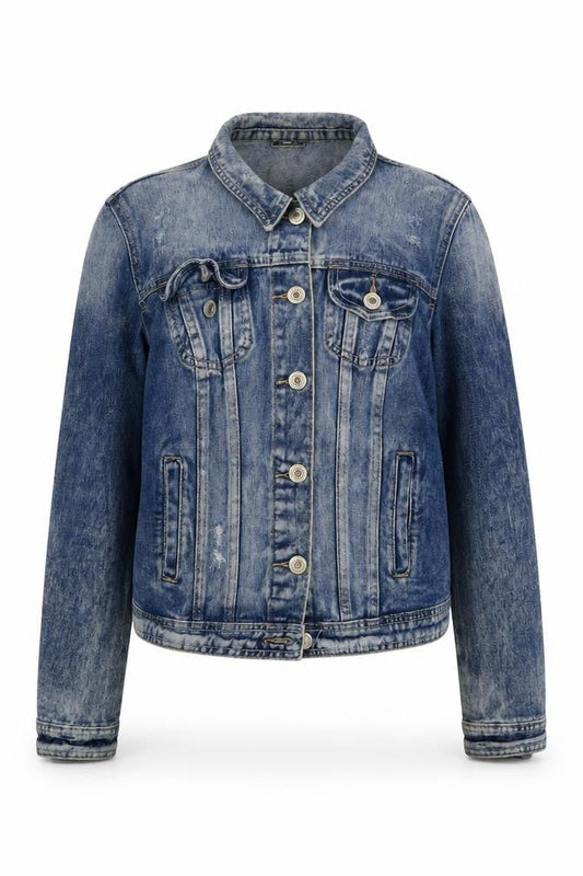 Denim & Co. Womens Blue Jacket Size 8 Button