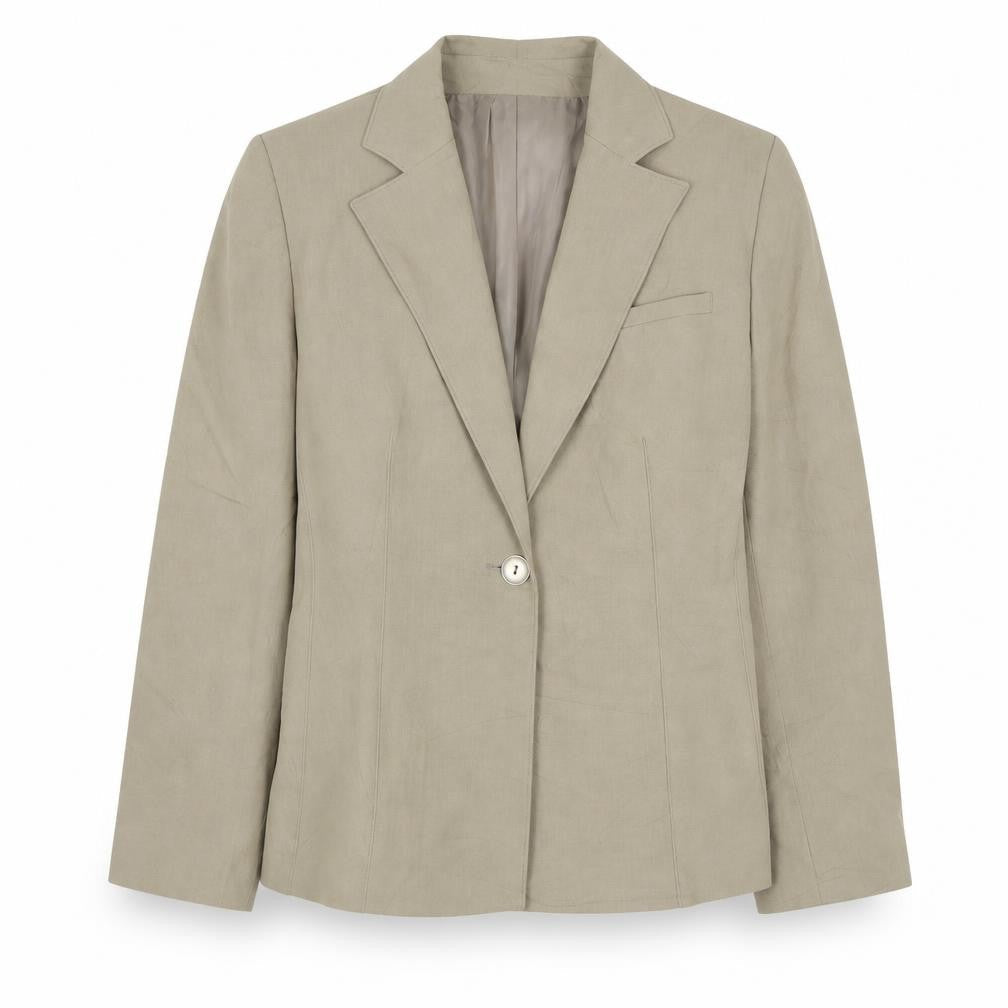 Klass Womens Beige Polyester Jacket Suit Jacket Size 12