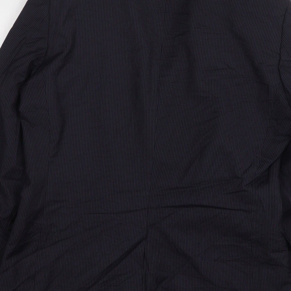 H&M Mens Blue Striped Polyester Jacket Suit Jacket Size 40