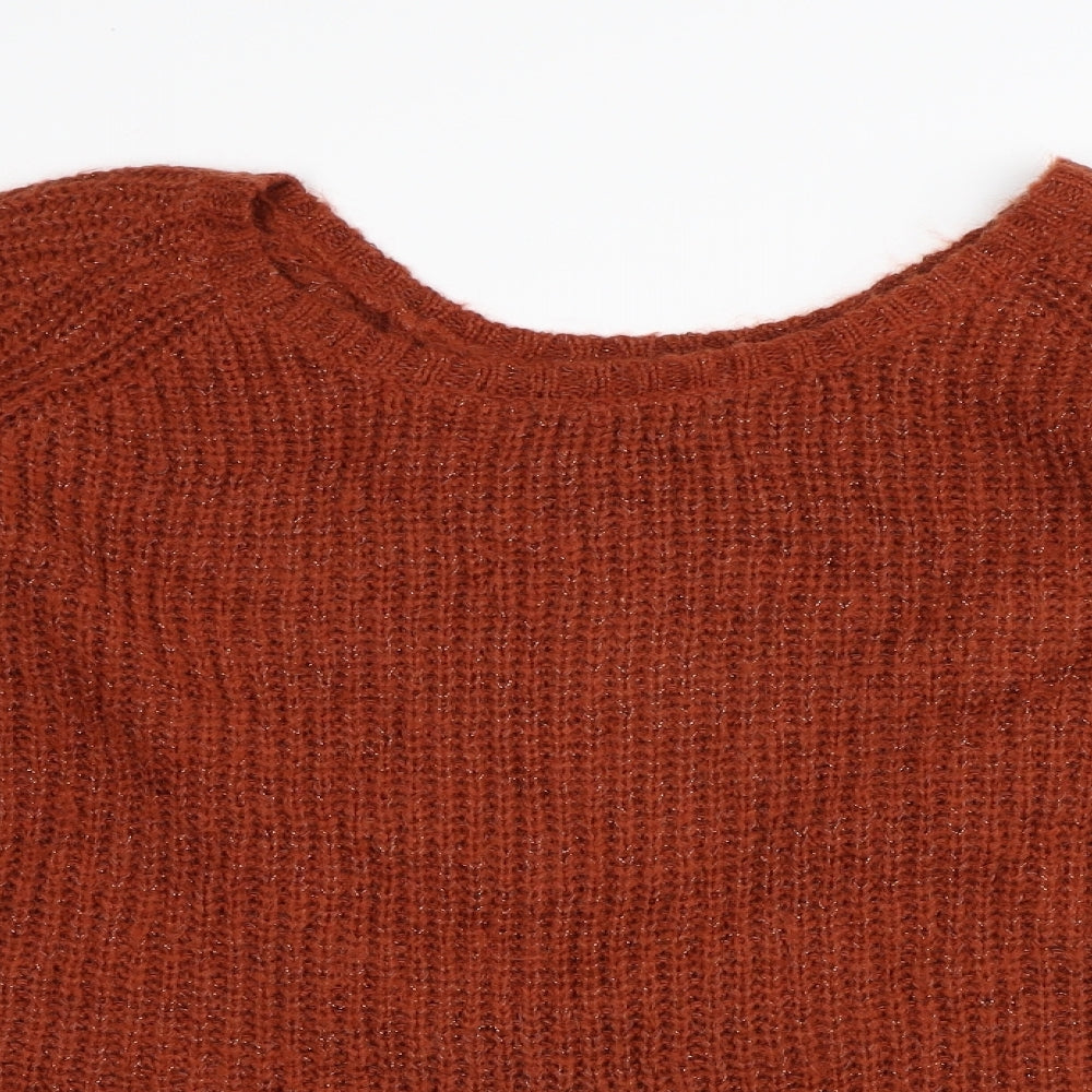 Great Plains Womens Brown Round Neck Acrylic Pullover Jumper Size S