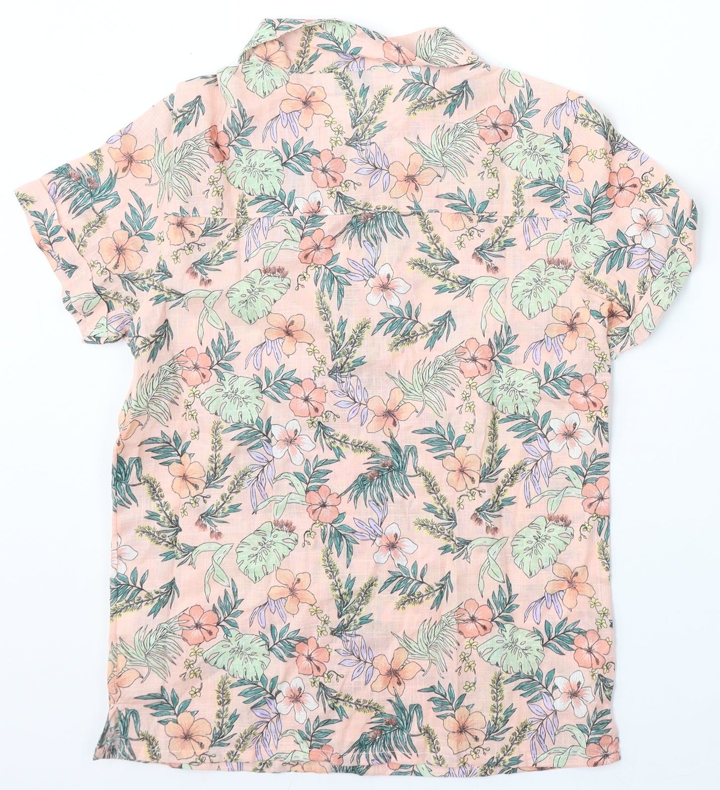 Primark Girls Pink Floral Cotton Basic Button-Up Size 10-11 Years Collared Button