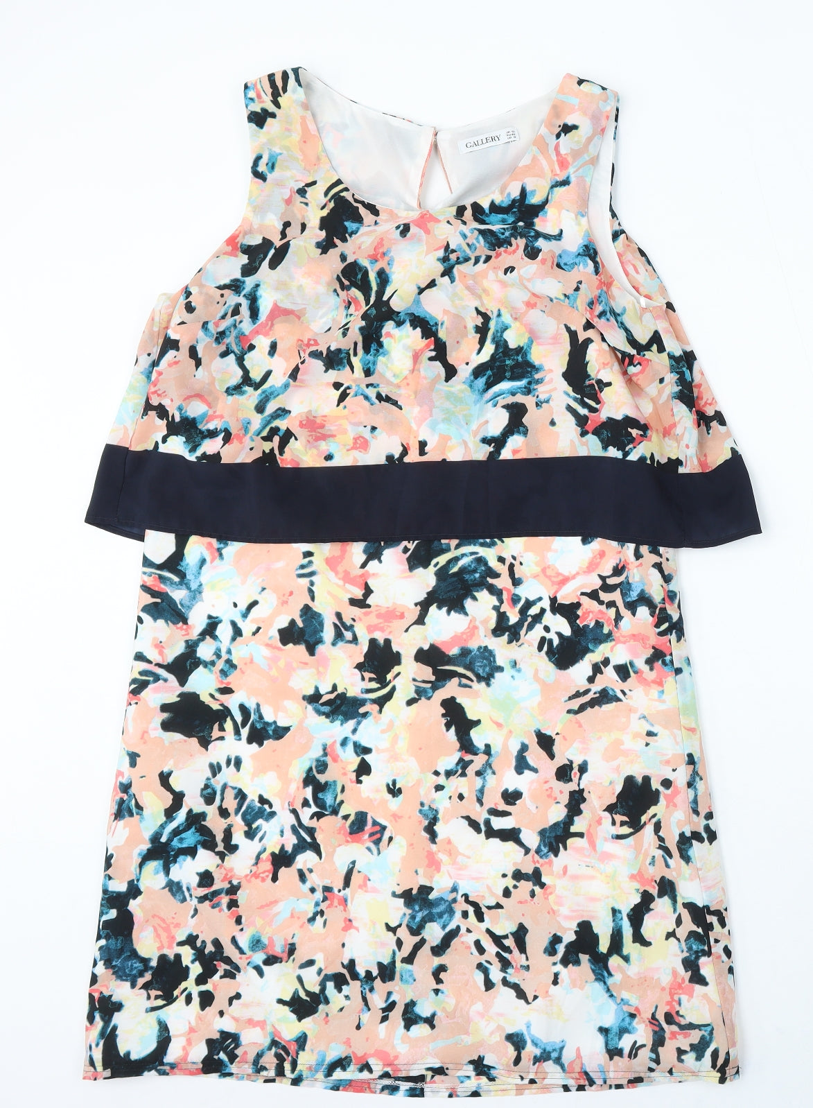 Gallery Womens Multicoloured Floral Polyester Shift Size 12 Round Neck Hook & Eye