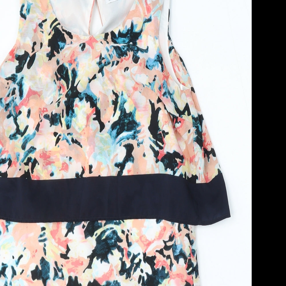 Gallery Womens Multicoloured Floral Polyester Shift Size 12 Round Neck Hook & Eye