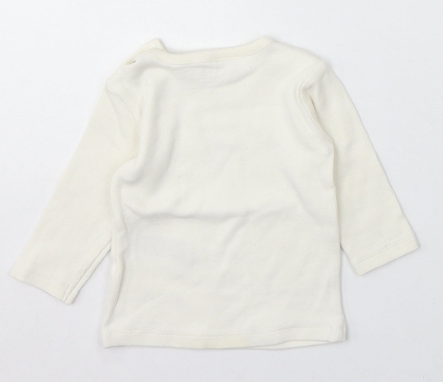 Marks and Spencer Boys Beige Cotton Pullover Jumper Size 3-6 Months Button - Bear