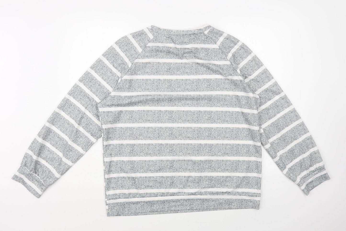 Emery Rose Womens Grey Striped Polyester Pullover Sweatshirt Size XL Pullover