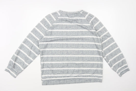 Emery Rose Womens Grey Striped Polyester Pullover Sweatshirt Size XL Pullover