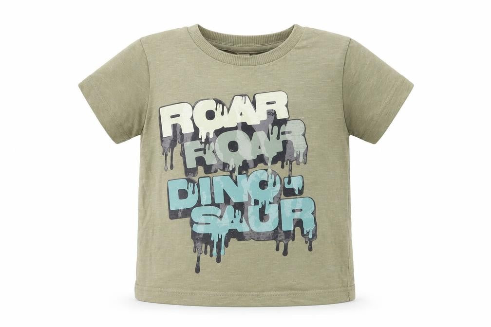 NEXT Baby Green Cotton Pullover T-Shirt Size 6-9 Months Crew Neck Pullover - Dinosaur