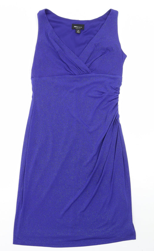 RN Studio Womens Blue Polyester A-Line Size 10 V-Neck Pullover