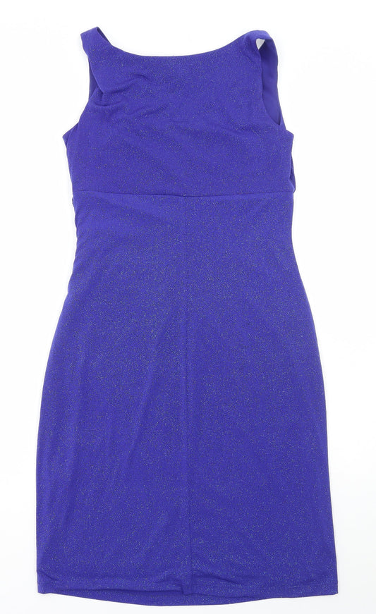 RN Studio Womens Blue Polyester A-Line Size 10 V-Neck Pullover