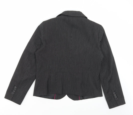 Gelco Womens Black Striped Jacket Blazer Size 14 Button