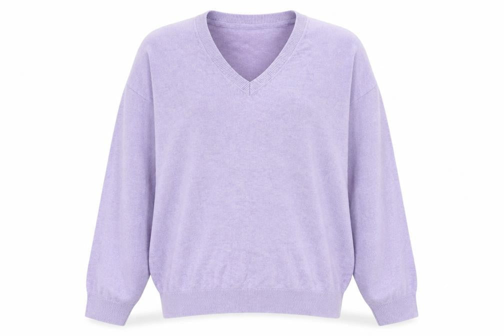Dunnes Womens Purple V-Neck Cotton Pullover Jumper Size XL
