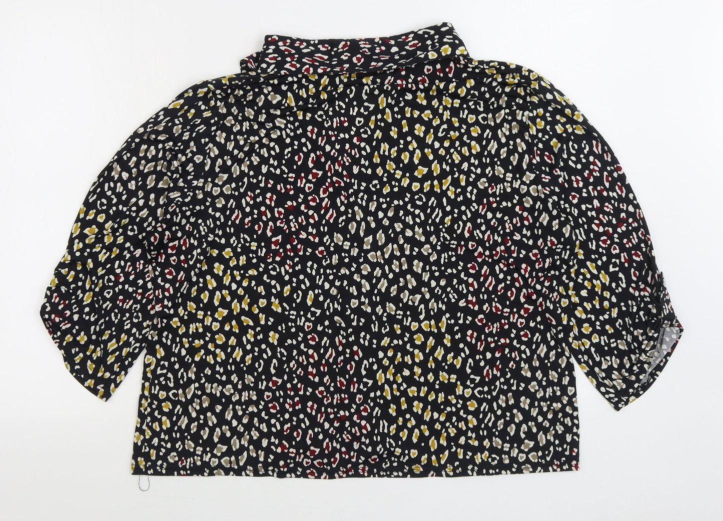 Anna Rose Womens Multicoloured Animal Print Polyester Basic Button-Up Size 2XL V-Neck - Leopard Print