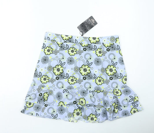 Missi London Womens Blue Floral Polyester Mini Skirt Size 12