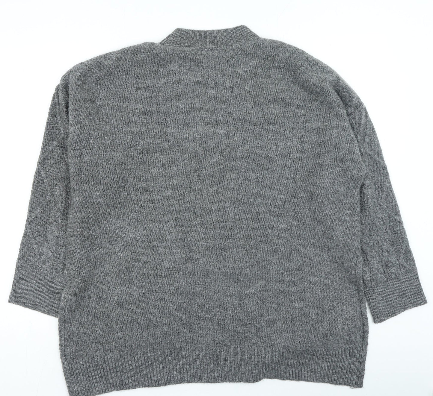 Stradivarius Womens Grey High Neck Acetate Pullover Jumper Size S