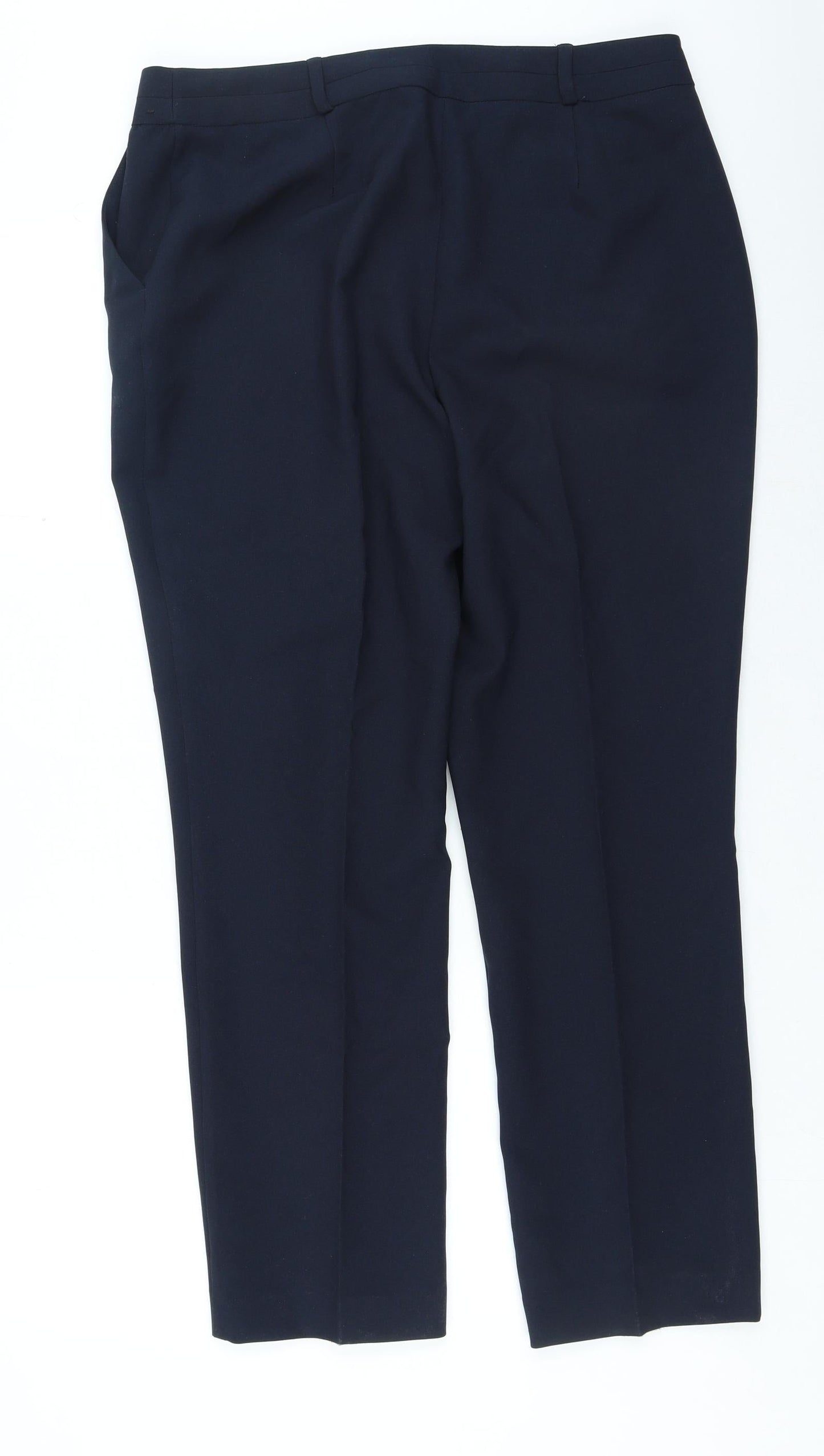 Dunnes Stores Womens Blue Polyester Trousers Size 14 L26 in Regular Zip
