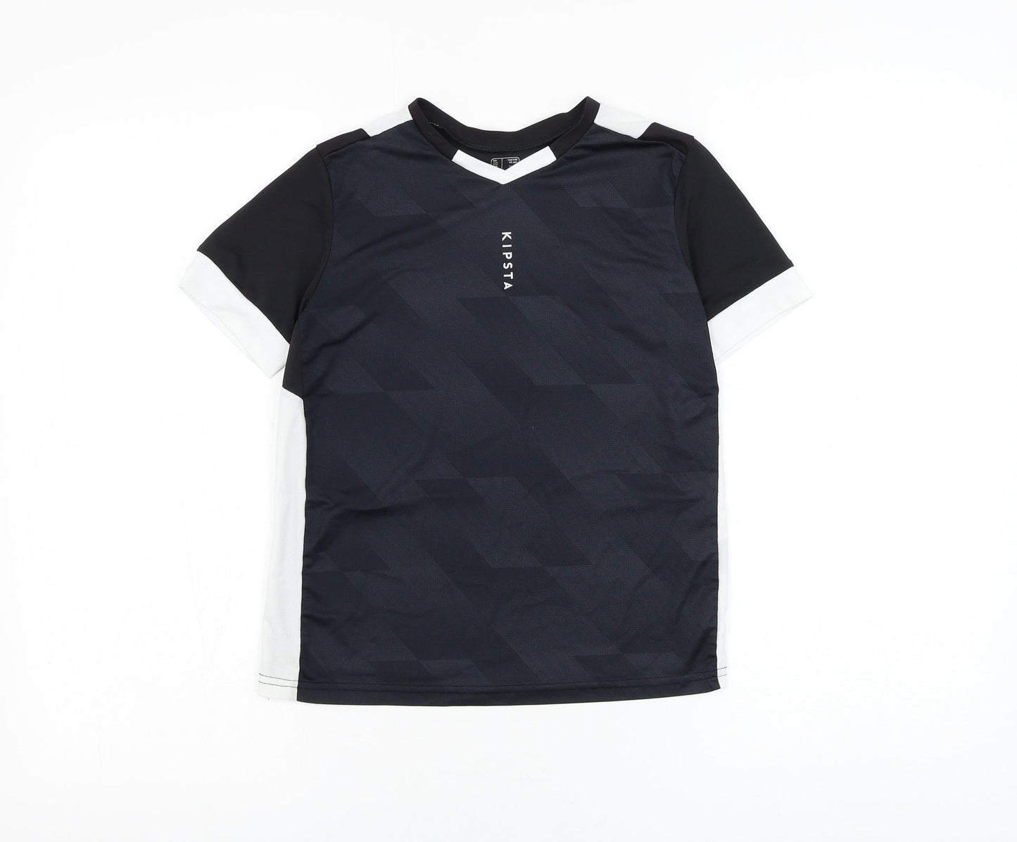 Kipsta Boys Black Polyester Jersey T-Shirt Size 9-10 Years V-Neck Pullover