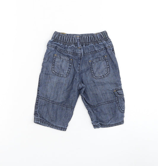 Marks and Spencer Boys Blue Cotton Capri Jeans Size 3-6 Months Button - Little Nature Trailer