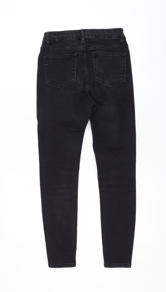 Peacocks Womens Black Cotton Skinny Jeans Size 8 L25 in Regular Zip
