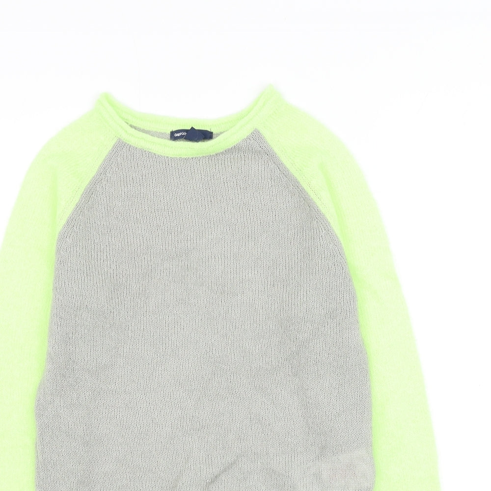 Gap Girls Grey Round Neck Colourblock Acrylic Pullover Jumper Size 10-11 Years Pullover