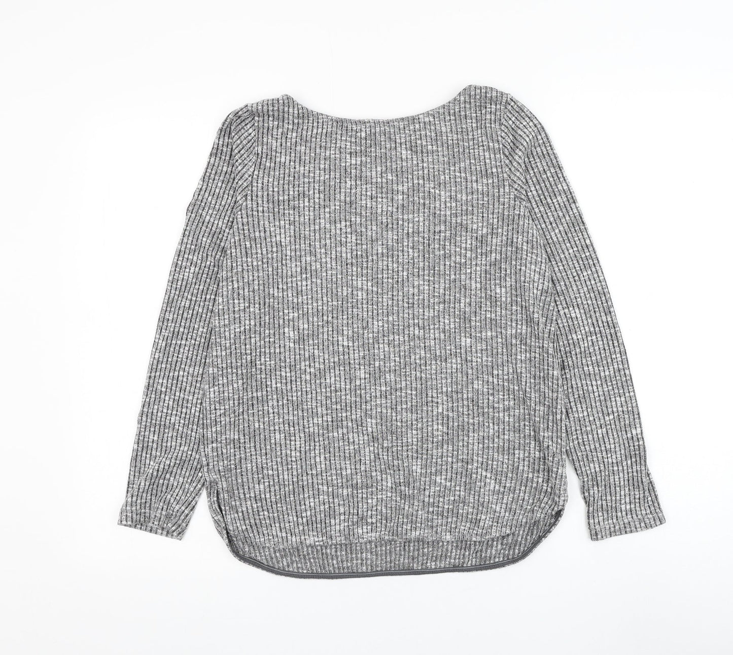 H&M Womens Grey Round Neck Viscose Pullover Jumper Size S - Ribbed