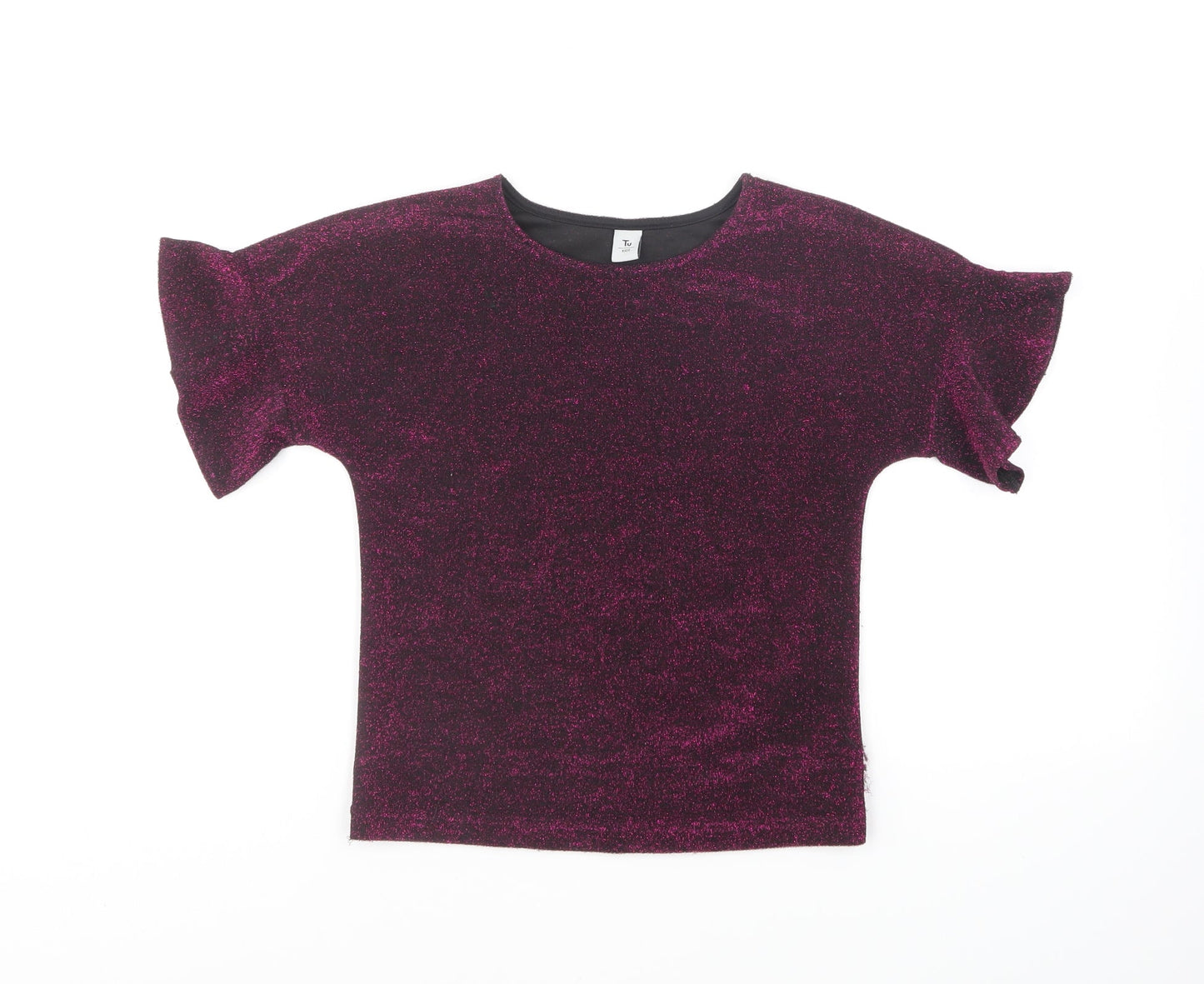 TU Girls Purple Polyester Basic T-Shirt Size 6 Years Round Neck Pullover