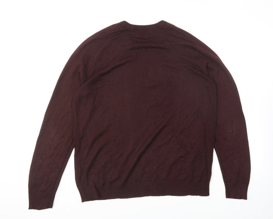 River Island Mens Purple Round Neck Acrylic Pullover Jumper Size L