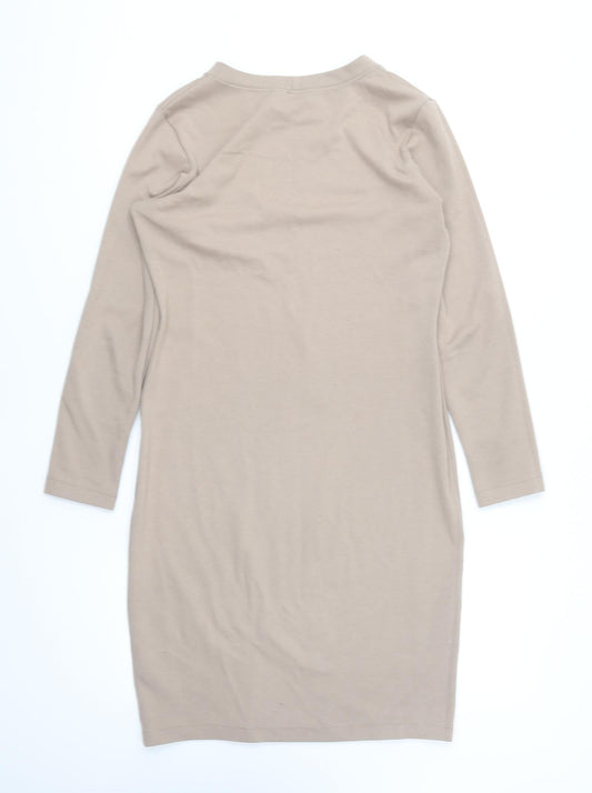Futuro Fashion Womens Brown Cotton Bodycon Size 12 Round Neck Pullover