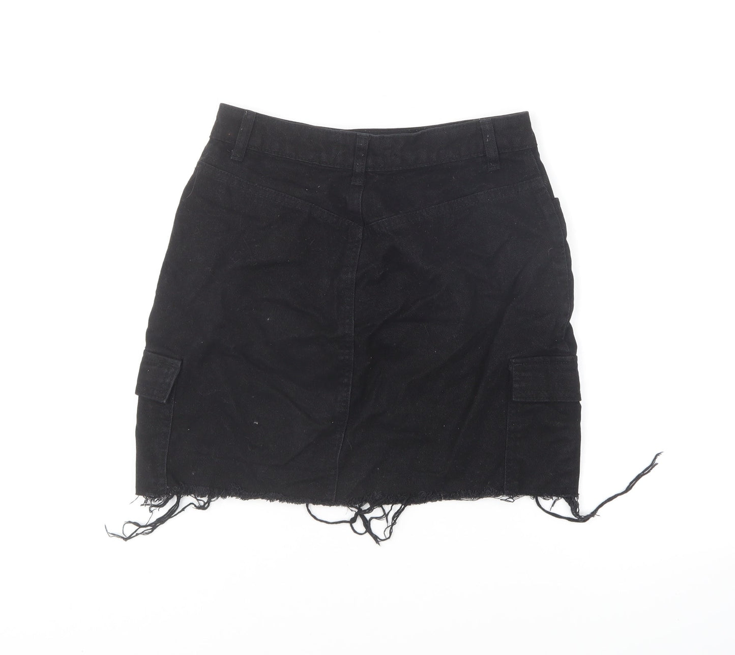 Denim & Co. Womens Black Polyester Mini Skirt Size 10 Button
