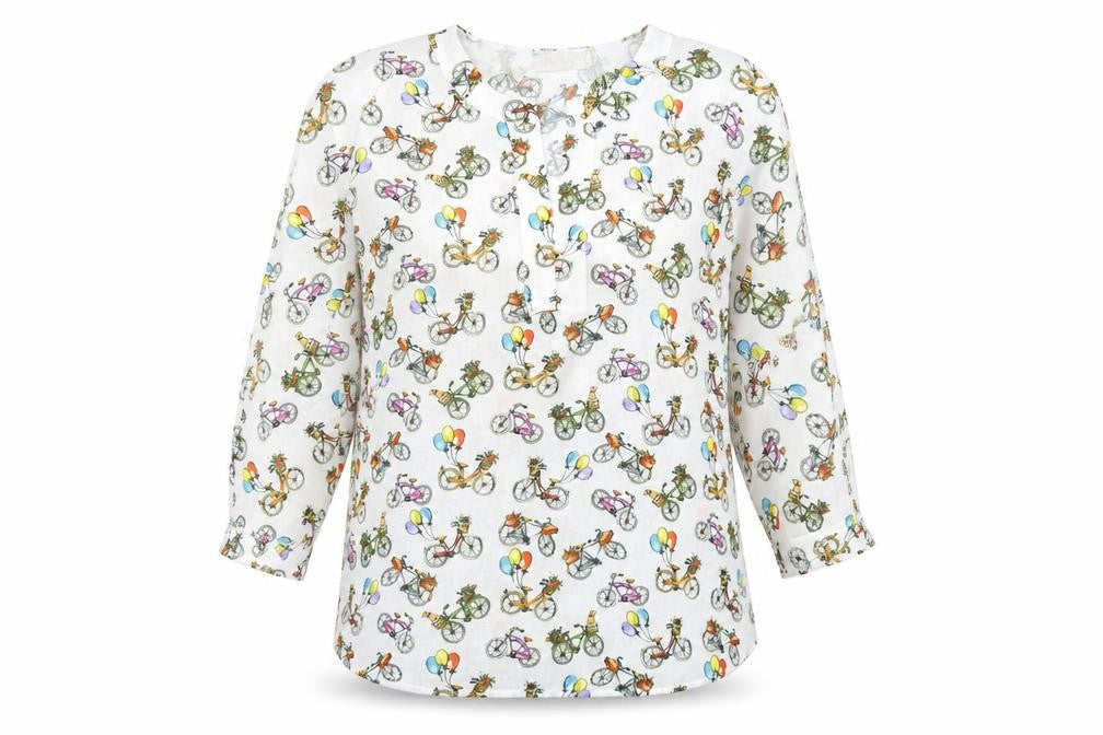 Hongo Womens Multicoloured Geometric Polyester Basic Blouse Size 12 V-Neck - Bikes