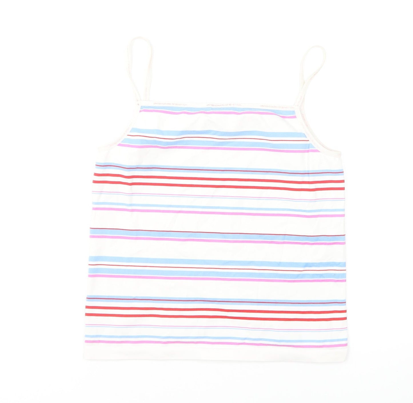 United Colors of Benetton Womens Multicoloured Striped Polyamide Camisole T-Shirt Size M Square Neck