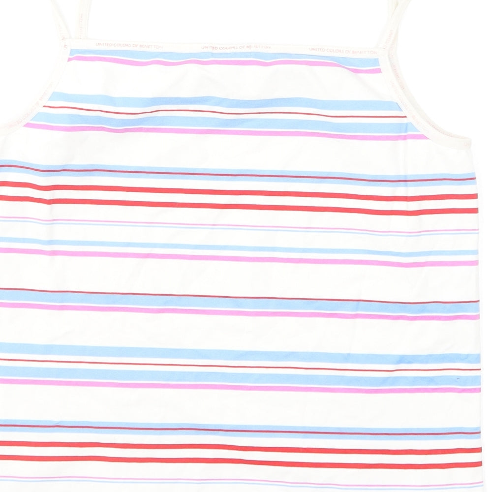 United Colors of Benetton Womens Multicoloured Striped Polyamide Camisole T-Shirt Size M Square Neck